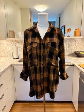 Petaluma Cotton Blend Plaid Button Down Top